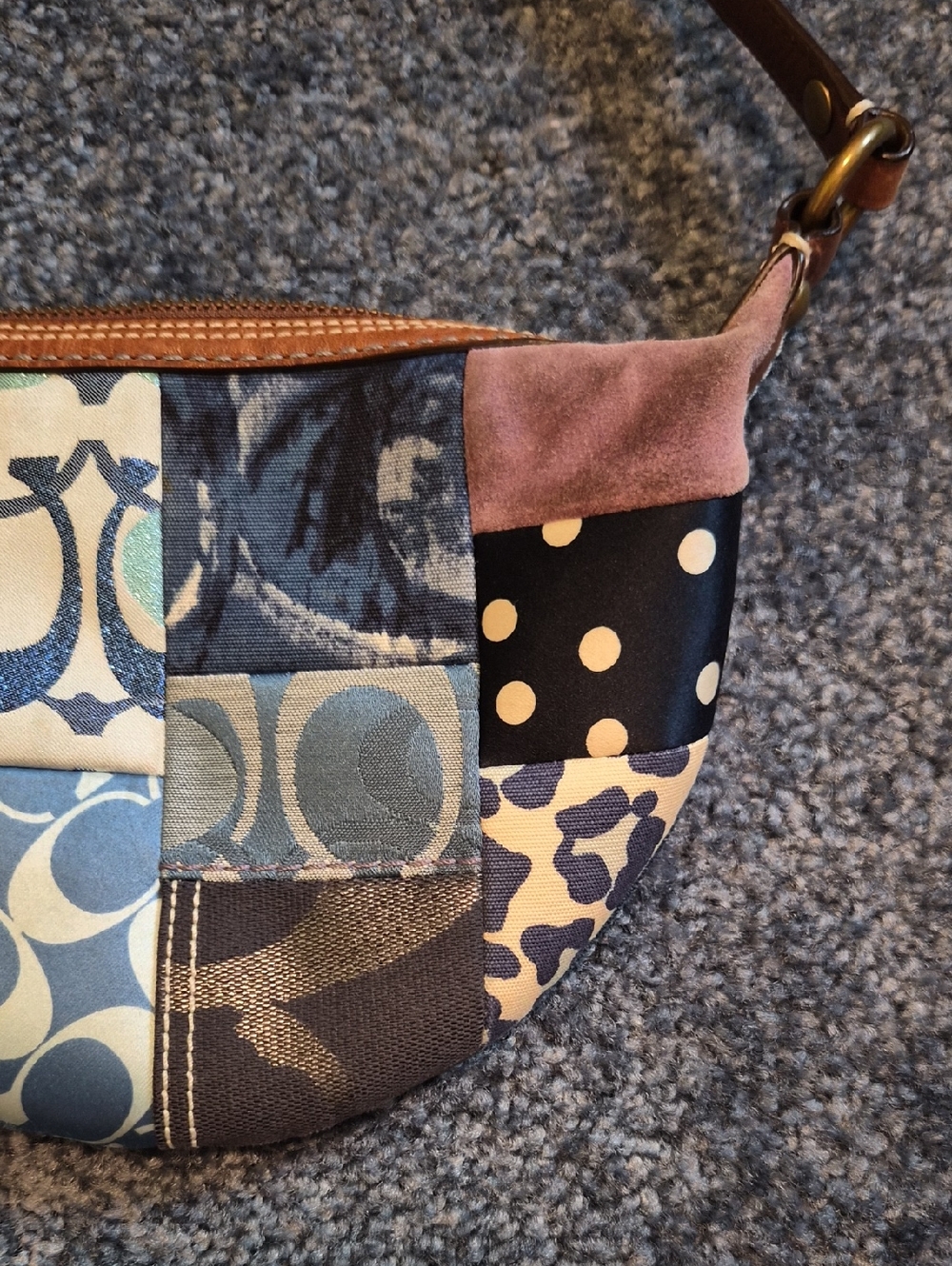 COACH Y2K Vintage 2007 Patchwork Signature Denim Leather Suede Crossbody Bag - Picture 5 of 10